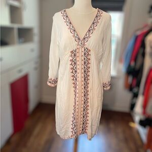 Long sleeve Embroidered Boho Dress fits S/M